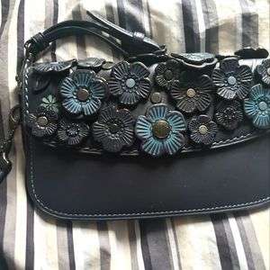 Coach blue floral wristlet